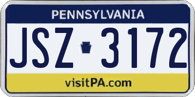 PA license plate JSZ3172