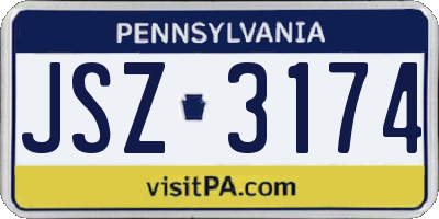 PA license plate JSZ3174
