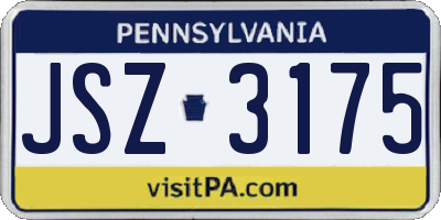 PA license plate JSZ3175