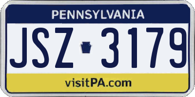 PA license plate JSZ3179