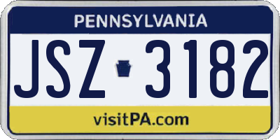 PA license plate JSZ3182