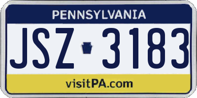 PA license plate JSZ3183