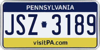 PA license plate JSZ3189