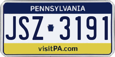 PA license plate JSZ3191