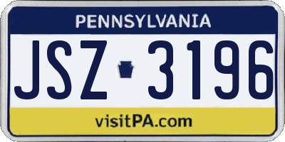 PA license plate JSZ3196