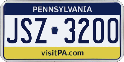 PA license plate JSZ3200