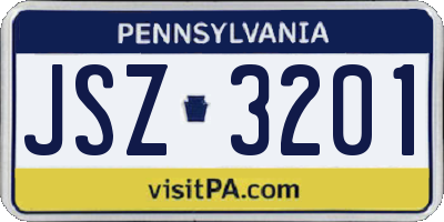 PA license plate JSZ3201