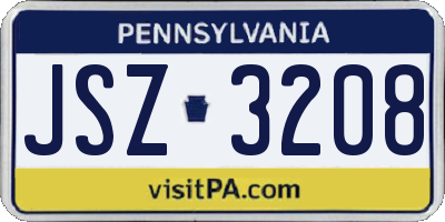 PA license plate JSZ3208
