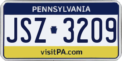 PA license plate JSZ3209