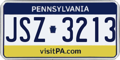 PA license plate JSZ3213