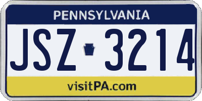 PA license plate JSZ3214