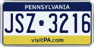PA license plate JSZ3216