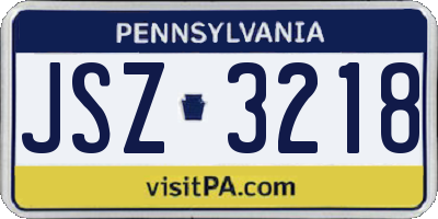 PA license plate JSZ3218