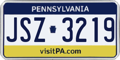 PA license plate JSZ3219