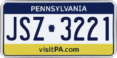 PA license plate JSZ3221