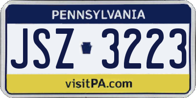 PA license plate JSZ3223