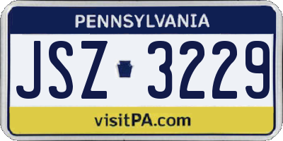 PA license plate JSZ3229