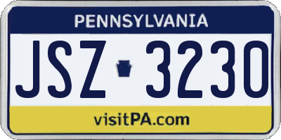 PA license plate JSZ3230