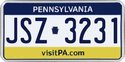PA license plate JSZ3231