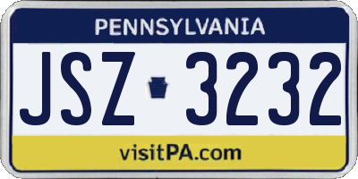 PA license plate JSZ3232