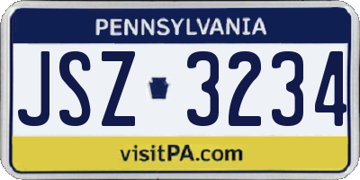 PA license plate JSZ3234