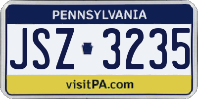 PA license plate JSZ3235