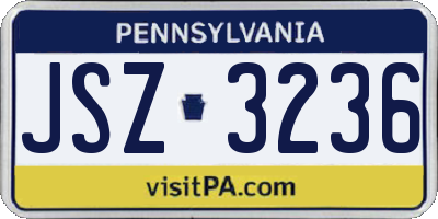 PA license plate JSZ3236