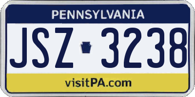 PA license plate JSZ3238