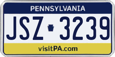 PA license plate JSZ3239
