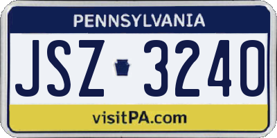 PA license plate JSZ3240