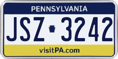 PA license plate JSZ3242