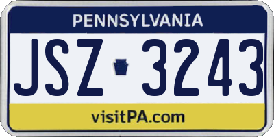 PA license plate JSZ3243