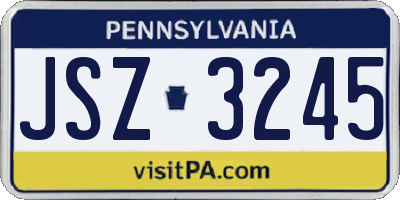 PA license plate JSZ3245