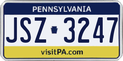 PA license plate JSZ3247