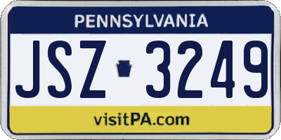 PA license plate JSZ3249