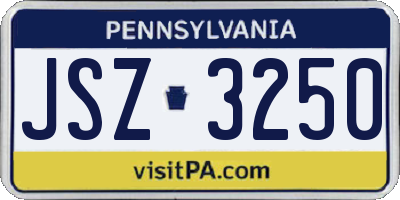 PA license plate JSZ3250
