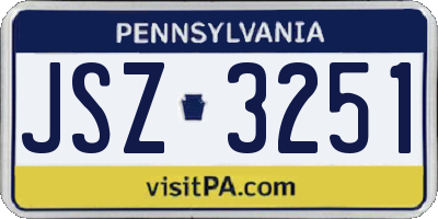 PA license plate JSZ3251