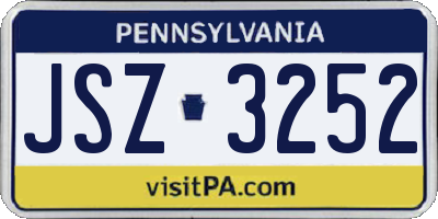 PA license plate JSZ3252