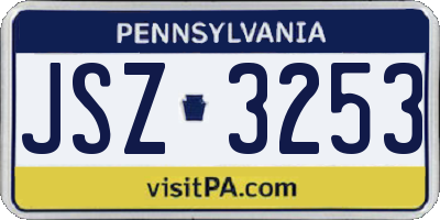PA license plate JSZ3253