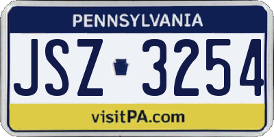 PA license plate JSZ3254