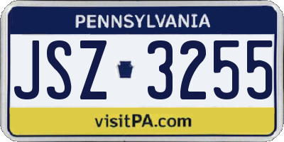 PA license plate JSZ3255