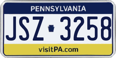 PA license plate JSZ3258