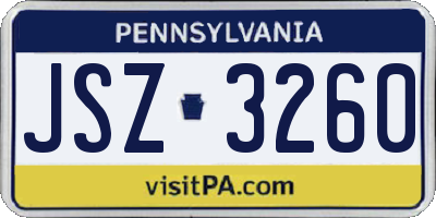 PA license plate JSZ3260
