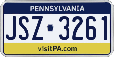 PA license plate JSZ3261