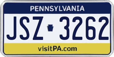 PA license plate JSZ3262