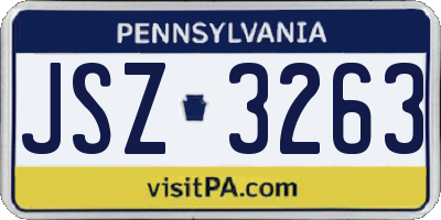 PA license plate JSZ3263