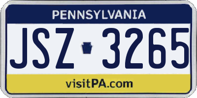 PA license plate JSZ3265