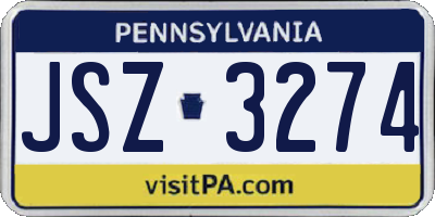 PA license plate JSZ3274
