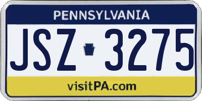 PA license plate JSZ3275
