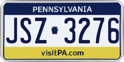PA license plate JSZ3276